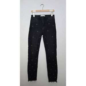 Abercrombie & Fitch Women's Ankle Jeans High Rise Size 0 Black Embroidered Stars
